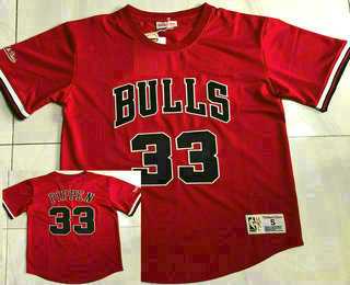 Men%27s Chicago Bulls #33 Scottie Pippen Red Short Sleeved AU Throwback Jersey Dzhi
